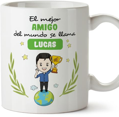 MUGFFINS Tazas Personalizadas para AMIGO - En Español - Eres Mejor del Mundo - 11 oz / 330 ml - Regalo personalizable original y divertido