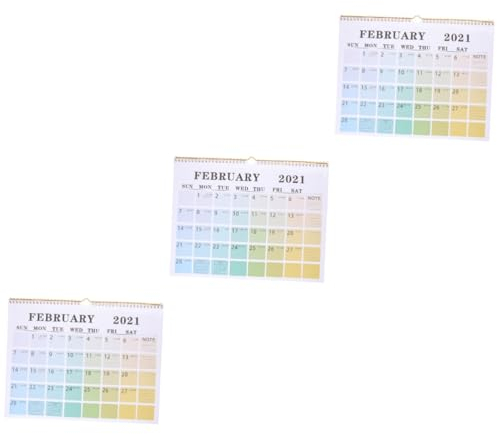 MAGICLULU 3 Stk Englischer Wandkalender Geschenke Fürs Büro Hängekalender 2021 Chinesischer Neujahrskalender 2021 Flip Monat Partydekoration 2021 Spule Spiralkalender Papier Spiral- Tischset