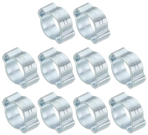PATIKIL 10 Stück 9-11mm Schlauchschelle Mit Zwei Ohren, Crimpringe aus Verzinktem Stahl 2 Ohr Schellen für Schläuche Rohrverbinder Anschlüsse Kabeln Warmwasserrohre, Silber Ton