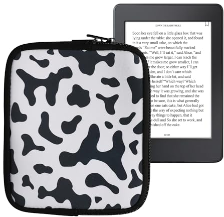 kwmobile Tasche für eReader - Neopren Hülle Schutzhülle Kuhmuster Schwarz Weiß - Innenmaße