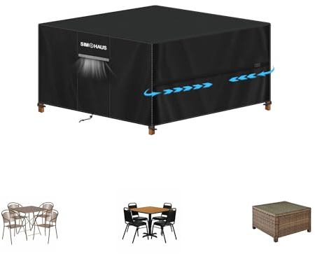 SIMPHAUS Bache de Protection Exterieur Salon de Jardin Bache de Protection Exterieur Carre Couverture Table Jardin Housse Protection Exterieur Impermeable Anti-UV 420D Oxford Tissu 115x115x75cm