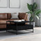 WEMYUFURN Couchtisch Schwarz 80x80x45 cm Holzwerkstoff, Couchtisch, Wohnzimmertisch, Beistelltisch - für Wohnzimmer und Büro - Mittelpunkt für Ihr Zuhause