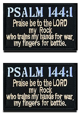 2 St. Taktische Religiöse Psalm 144:1 Biblische Verse Glauben an Jesus Christus Patch - Taktisch Psalm Emblem, Bestickter Aufnäher für Rucksäcke Kleidung Taschen Uniform Weste Jersey