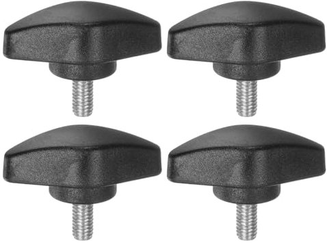 sourcing map 4pcs Tee Wing Knobs Thumb Screws M5 x 10mm Standard Male Thread Plastic T Knobs Handles Hand Clamping Thumbscrew, Black