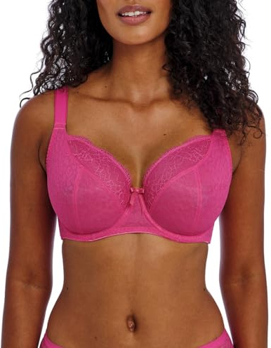 Freya Women's Fancies Underwire Balcony K Cup Bra, Semi-Sheer, Hot Pink, 38GG US