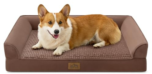 Orthopädisches Hundebett für mittelgroße Hunde, wasserdichtes Hundesofa, mittelgroß, stützendes Schaumstoff-Haustier-Couch-Bett mit abnehmbarem, waschbarem Bezug, wasserdichtes Futter und rutschfeste