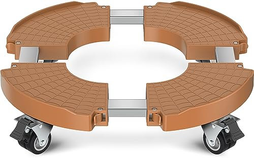 Yeabett Pflanzenroller, Blumentopf Untersetzer mit Rollen 38-56cm Verstellbar, 200 kg Tragkraft, Feststellbare BlumentopfräDer für GroßE PflanzgefäßE im Innen- und AußEnbereich, Khaki, 1 Packung