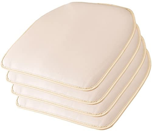 LinFortune Stuhlkissen Leder Küchenstuhlkissen Form Sitzkissen und Esszimmerstuhlpolster 43 x 40 cm rutschfeste Gummirückseite 1/2/4 Packungen (Farbe: Beige 3 Größe: 4er Set)