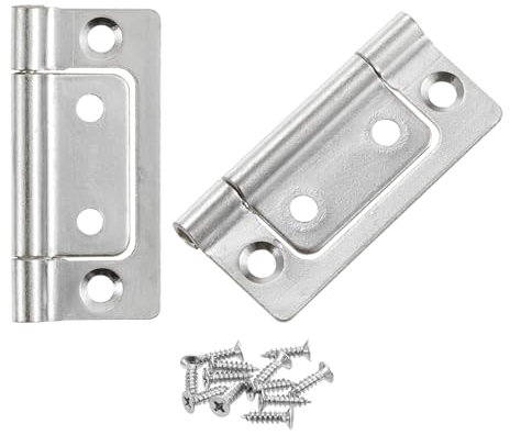 QUARKZMAN 2 Piezas 2x1 Bisagras de Puerta sin Mortaja sin Ruido Bisagras Plegables Cromadas para Muebles de Gabinete Ventana Armario con Tornillos, Blanco Puro