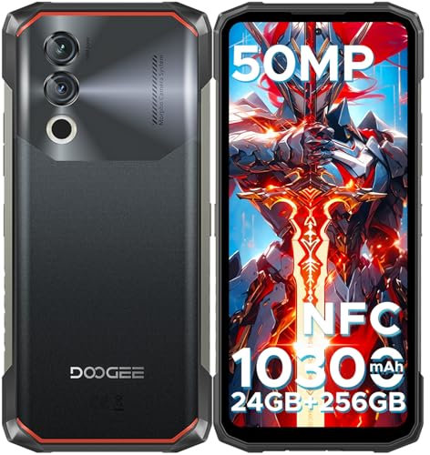 DOOGEE Blade10 Power Movil Resistente, 10300mAh 6.6'' HD+90Hz 24GB+ 256GB/2TB Móvil Irrompible, NFC 50MP Teléfono Móvil Android 14, Widevine L1/Smartphone 4G Dual SIM/GPS/3 Ranuras/Face ID/Huella 2025