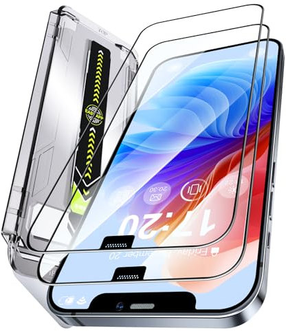 PuyaTeya 2 Stück 9H Schutzfolie für Panzerglas für iPhone 12/12 Pro,[Auto-Dust-Eliminierung, Anti- Blasen Kratzfest] Vollabdeckung 0.33mm Ultra HD Panzerfolie-2 Stück, einfache Installation