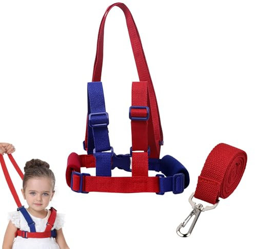 Harnais Bebe Marche, Ajustable Marche Harnais Enfants, Porte-Enfant Anti-Perte, Aides à la Marche, Laisse Enfant, Aide a la Marche Bebe(Rouge Bleu)