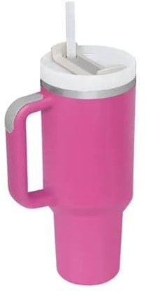 Taza Con Pajita,Taza Termo Personalizada Vaso personalizado con tapa con asa, paja, botella de agua de acero inoxidable de 40oz, termo al vacío, taza de café for coche de viaje(40oz Custom logo,Hot pi