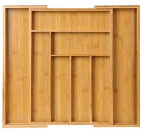 NEWFUN Rangement Couvert Tiroir, Range Couverts pour Tiroir, Range-couverts Réglable, 6-8 Compartiments pour les Couverts, Convient pour la Cuisine, la Buanderie, le Bureau