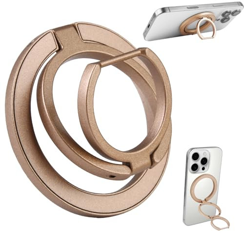 Magnetic Phone Ring Holder for MagSafe 360 Rotating Finger Grips Stand Adjustable Dual-Sided Magnet Expanding Loop Kickstand with Iron Plate for Car Mount iPhone 16 15 14 13 12 Pro Max Plus Galaxy