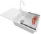 PRIMAGRAN Evier Cuisine en Granit Blanc 90x50cm, Lavabo 1 bac + Kit de Vidage + Robinet 32x20cm + Égouttoir Enroulable, Évier à Encastrer au meuble 60cm - Ibiza