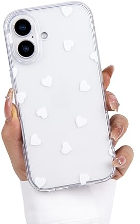 Einaily Hülle für iPhone 17 Case Crystal Clear Handyhülle Mode Chic Herz Muster Ultra Dünn Transparent Klare TPU Silikon Bumper Stoßfest Kratzfest Schutzhülle für iPhone 17 Slim Case Cover