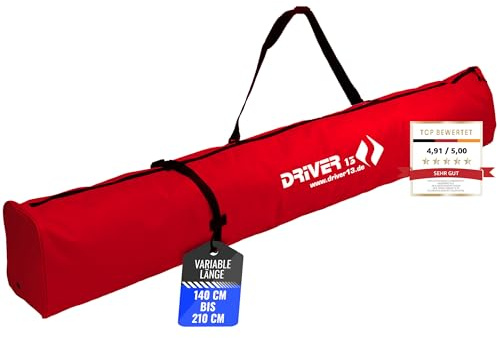 Driver13 Skitasche Skisack für Ski und Skistöcke, längenverstellbar | Tasche für Transport und Aufbewahrung beim Skifahren
