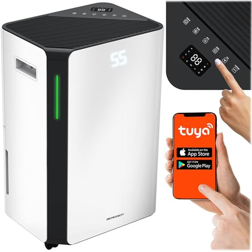 Berdsen Luftentfeuchter Elektrisch Entfeuchter - 20 L/24h - WiFi LED App Steuerung - Leise Energiesparend Luftreinigung - Weiß