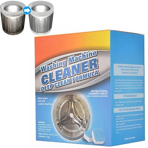 24 Tablets Washing Machine Cleaner Descaler Tablets - Deep Clean Freshener for HE, Front & Top Load Washers, Septic Safe Eco Limescale, Odour & Mould Eliminator, Laundry Tub Seal Cleaning