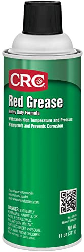 CRC Red Grease 03079 – 11 WT OZ, Multi-Purpose Aerosol Lubricant, Red Color for Easy Visual Inspection