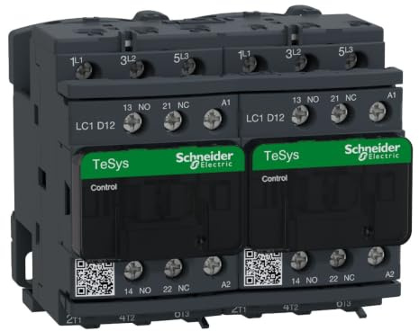 Schneider Electric TeSys Deca reversing contactor,3P(3NO),AC-3,=440V 12A,24V AC coil,LC2D12B7