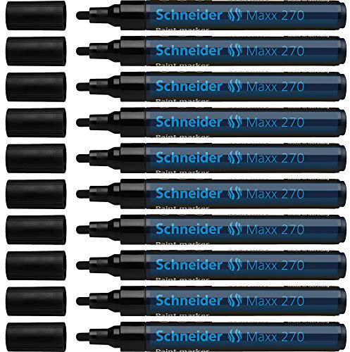 Schneider Maxx 270 Lackmarker (Rundspitze, Spitze austauschbar, 1 - 3 mm) 10er Packung schwarz