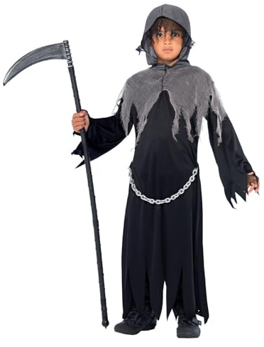 Smiffy's 35987L Grim-Reaper-Kostüm, L, schwarz