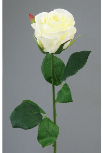 Kunstblumen 6 Rosen Wasserstiel 47,5cm. Weiss -40
