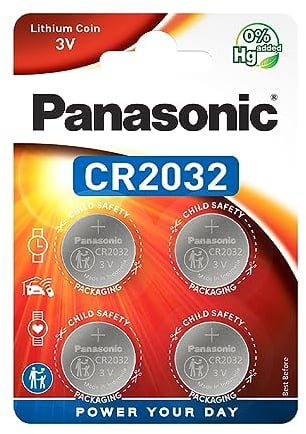 4 batterie al litio Panasonic CR2032 a bottone da 3 V