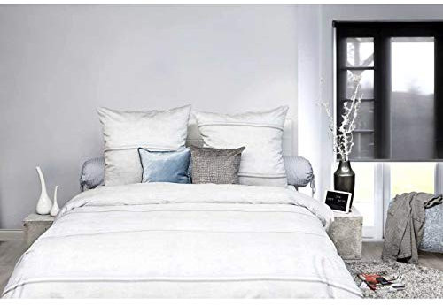 Heckett & Lane Mako Satin Bettwäsche Raf I Größe 155/220 cm I Farbe Weiß Edle Bettwäsche aufwendige Nähtechnik