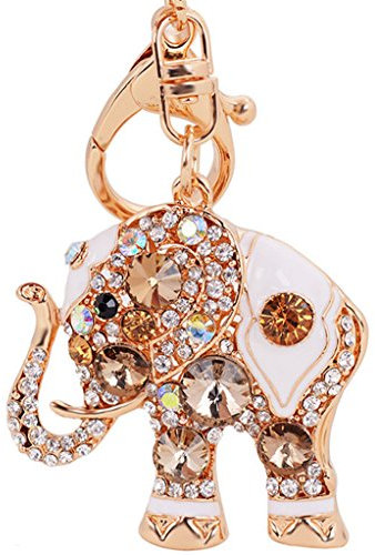 AIBEARTY Modischer Elefanten-Schlüsselanhänger mit Strasssteinen, Anhänger für Taschen, Gold, Einheitsgröße