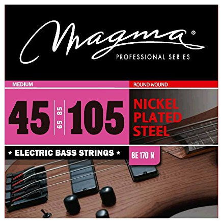 Magma - 1 Juego de Cuerdas para Bajo Eléctrico de Acero Niquelado – Tensión Medio, Escala 34 pulgadas - Set de 4 cuerdas (.045 - .065 - .085 - .105) – BE170N