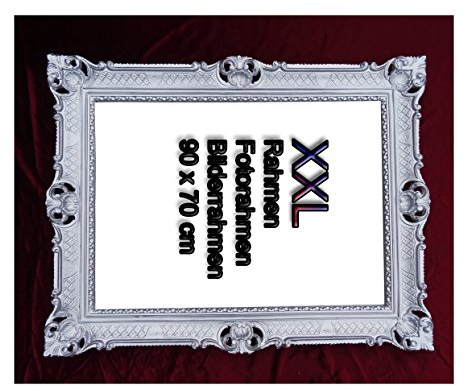 Lnxp Bilderrahmen Silber 90x70 cm ohne Glas Hochzeitsrahmen Selfie Fotorahmen Foto Requisiten Rahmen Antik Barock 58R