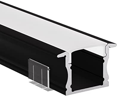 Alumino | LED Aluminiumprofil Schwarz | 200 cm | Einbauprofil | Opale Abdeckung | für 12 mm LED-Streifen | 2m | Main