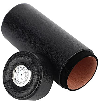 Tragbarer Zigarren-Humidor aus handgemachtem Zedernholz mit PU-Leder, integriertem Hygrometer und schwarzer Farbe