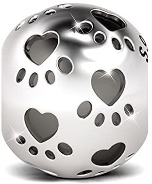 GNOCE Haustier Tatzen Druck Charm Bead S925 Sterling Silber Charm Perlen für Armband Halskette Weihnachts Schmuck Geschenk für Damen Katzenliebhaber