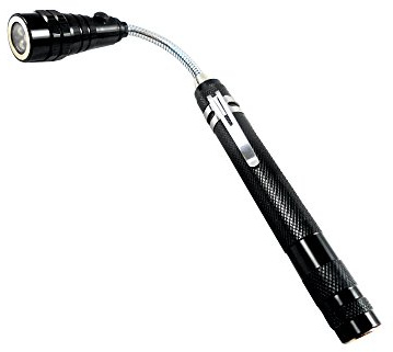 Dapo 3 x LED-Taschenlampen mit Teleskop mit Magnet und Flexkopf 3 LED 12lm Inspektionslampe Lampe (Schwarz)