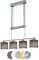 lightling modern Pendelleuchte Marita 4-flammig nickel matt Metall, Stoffschirm grau, höhenverstellbar, exkl. 4 x E14 max. 28W, Höhe 95-150 cm, Breite 77 cm