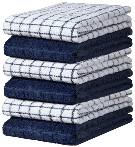 Bumble Kitchen Towels (6 Pack) | 16 x 28 | 100% Cotton Dish Towels for Kitchen | 380 GSM | Soft, Highly Absorbent & Durable Dish Towels with Hanging Loop | Navy