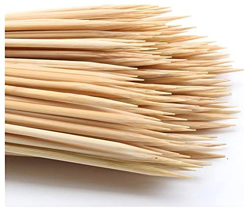 DTmasao 100PCS 8 inch Bamboo Skewers for wooden sticks， BBQ，Appetiser，Fruit，Cocktail，Kabob，Chocolate Fountain，Grilling，Kitchen，crafting and Party. Φ=4mm, More Size Choices 6/8/10/12/36