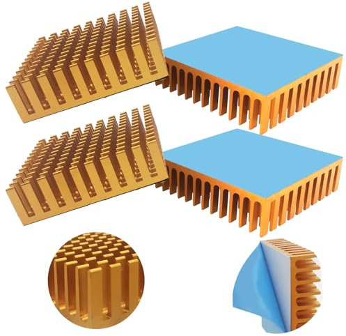 Aluminium Kühlkörper, CTRICALVER Schwarz Heizkörper Kühlung Kühler 40mm x 40mm x 11mm Mit Thermokleber (4pcs)