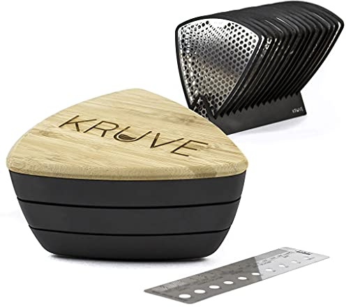 KRUVE KVS2003Bean-B Sieb mit 5 Mahlsieben, 10 Bohnensieben und Siebständer, schwarz-KVS2003Bean-B, Edelstahl, Schwarz