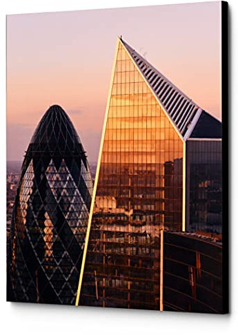 Photastic Wall Art – 18x24 Canvas Print of the Iconic Gherkin and the lesser known Scalpel by World Renowned Photographer Ron Timehin. London Wall Art for your Home and Office.