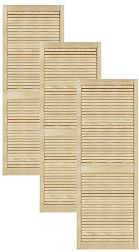 DecoMeister Lamellentüren aus Holz Massivholz Lamellentür Holztür Schranktür mit offenen Lamellen für Kleiderschrank Möbelfronten 594x1700 mm 3-er Pack