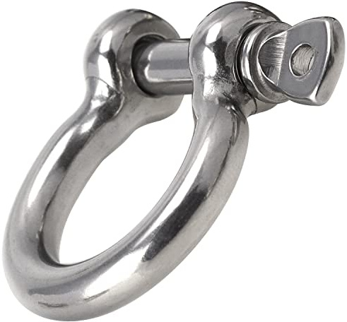 OPIOL QUALITY® Schäkel Geschweift Form Ø 6mm aus Edelstahl A4 V4A (1 Stück) Rundschäkel Verbinder Drehschäkel D-Schäkel Augenbolzen Drahtseil Seil Boot Säurebeständig