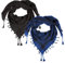 LOVARZI Set aus 2 Palästinensischer Tücher - Blau plus Schwarz - Baumwollschals Taktisches Wüstenaccessoire - Ägyptischer Kuffiyah Schal - Shemagh Keffiyah