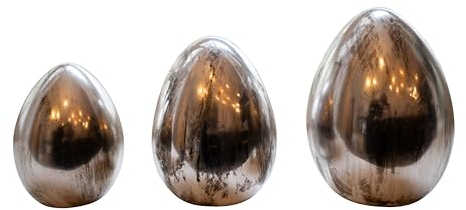 HEITMANN DECO Porzellan Eier, 3er Set, Silber matt