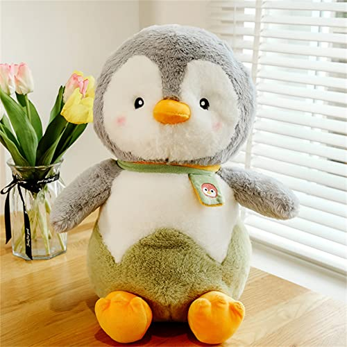 SWECOMZE Pinguin Stofftier Plüschtier, Pinguin Kuscheltier Süßes Pinguin stofftier Plüschpinguin Geschenk für Mädchen, Jungen & Babys (Grün,25cm)