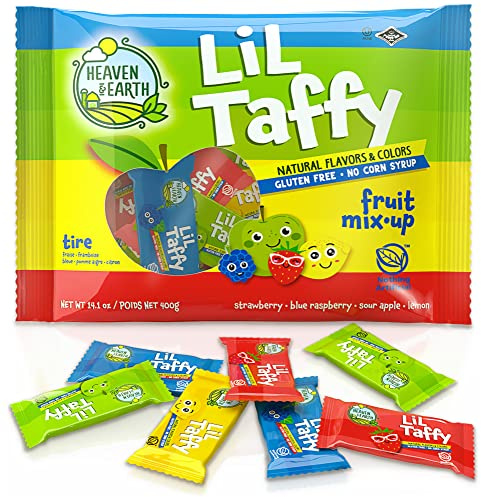 Heaven & Earth Lil Taffy - Mezcla de frutas de 14.5 onzas, hecha con colores y sabores naturales, sin jarabe de maíz de alta fructosa, sin gluten, nada artificial, kosher, maravillosamente delicioso